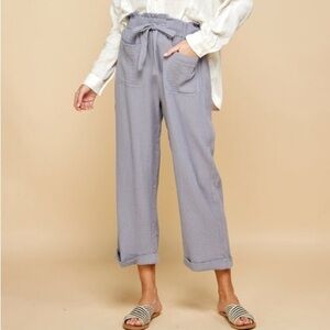 Cotton Gauze OFF THE COAST LINEN PANTS in Grey Size Small NWT